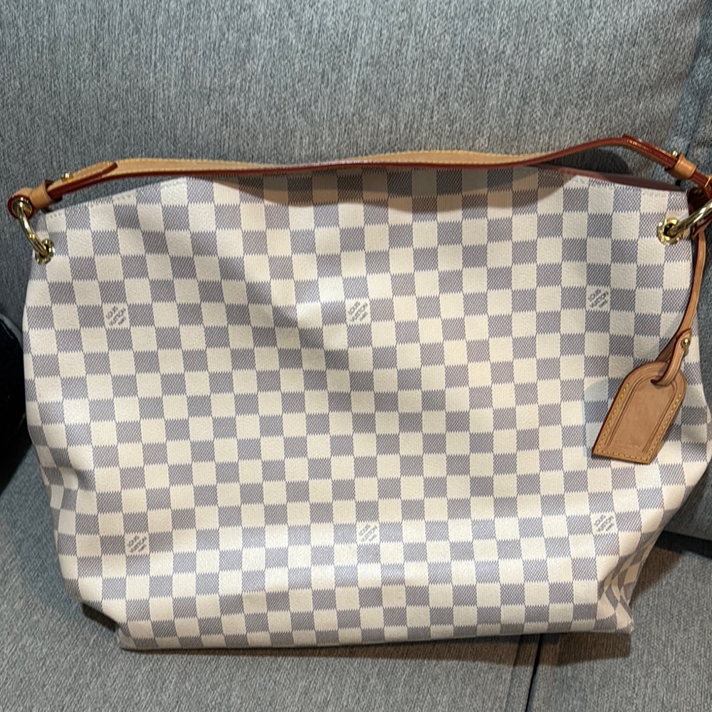 Checkered Beige Designer Tote Bag